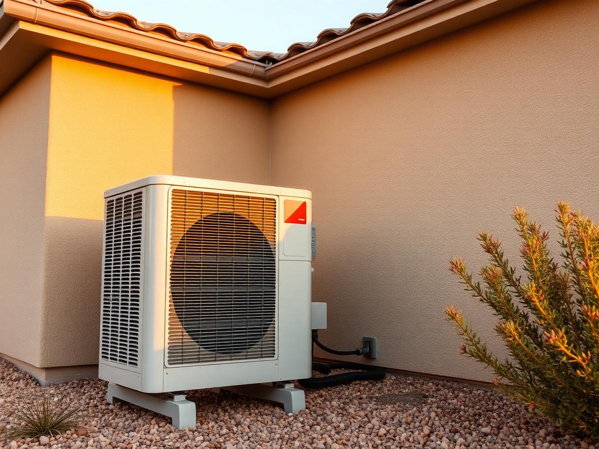 Residential AC condenser serviced by It's HOT Heating & Air